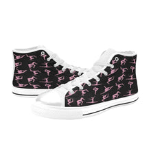 Load image into Gallery viewer, Black and Pink Gymnast Dancer High Top Shoes
